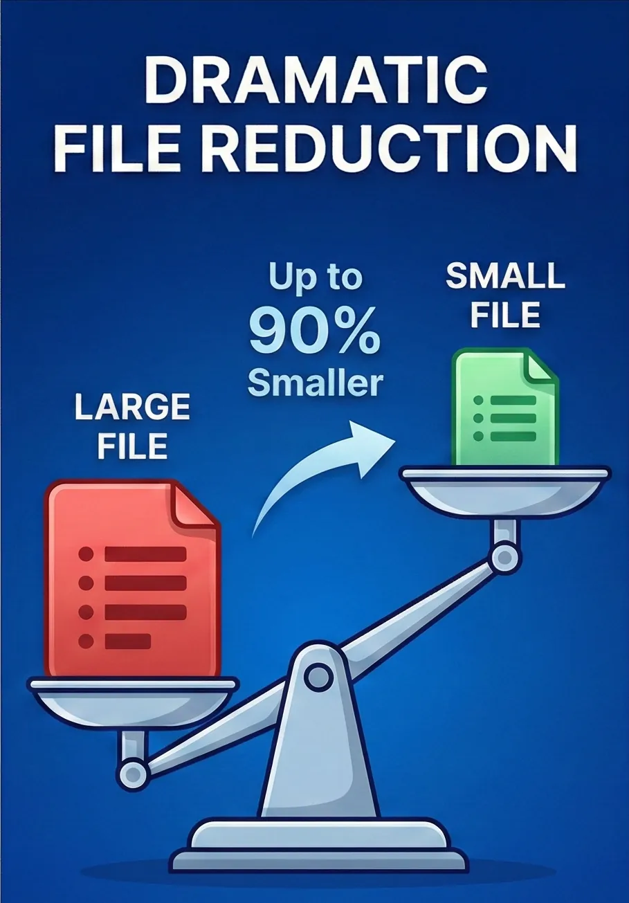 Compress files to smaller size, up to 10x!